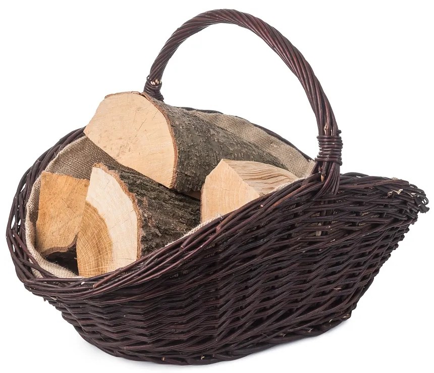 ČistéDrevo Prútený kôš na drevo tmavý