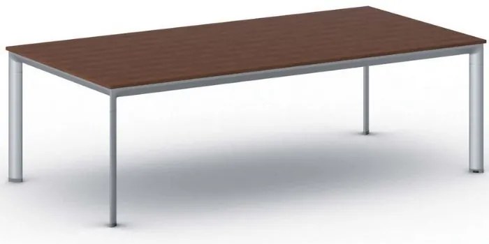 Rokovací kancelársky stôl PRIMO INVITATION, 240x120 cm, sivostrieborná podnož, čerešňa