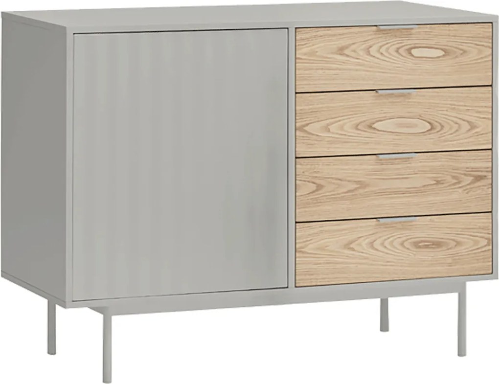 Teulat Sierra drevená komoda so zásuvkami - Sivá - 108 cm