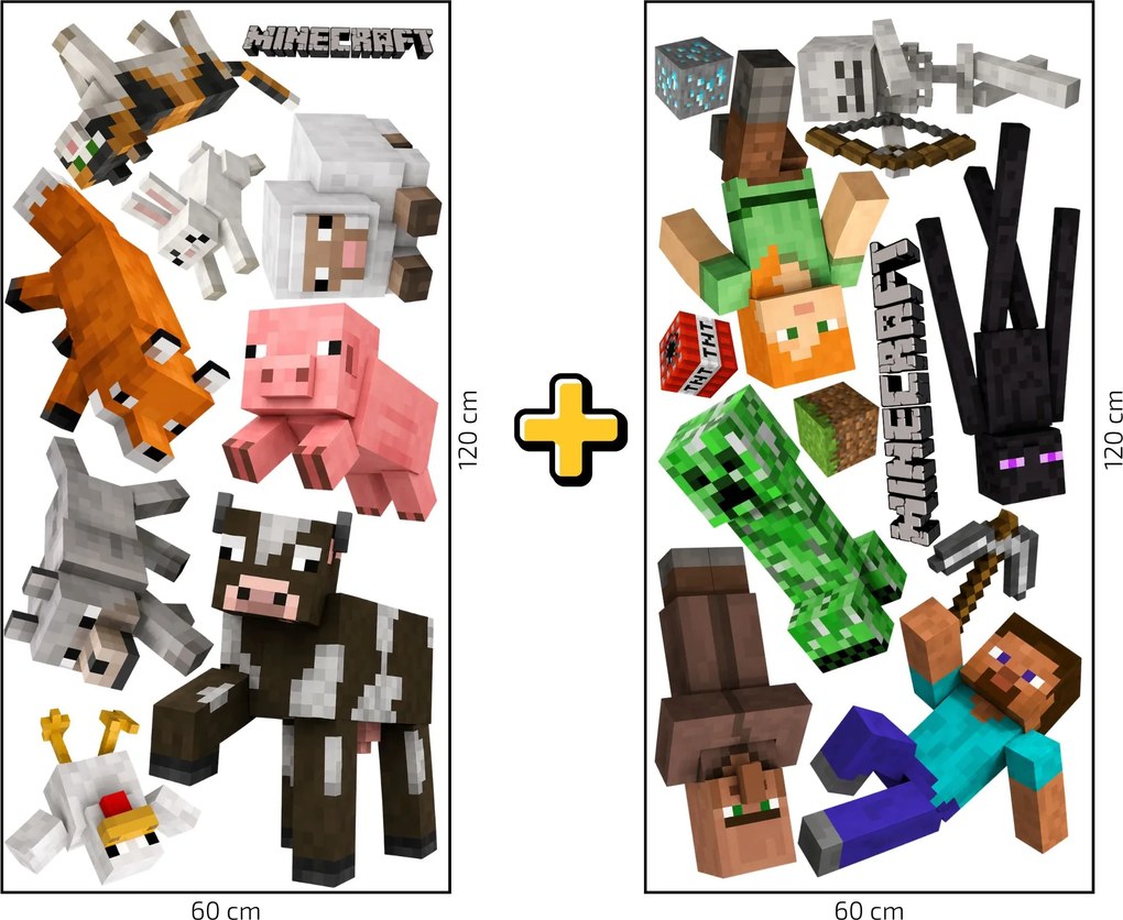 2x 60x120cm Minecraft - Textilná nálepka na stenu