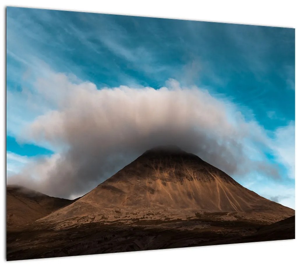 Sklenený obraz - Mrak nad vrcholkom (70x50 cm)
