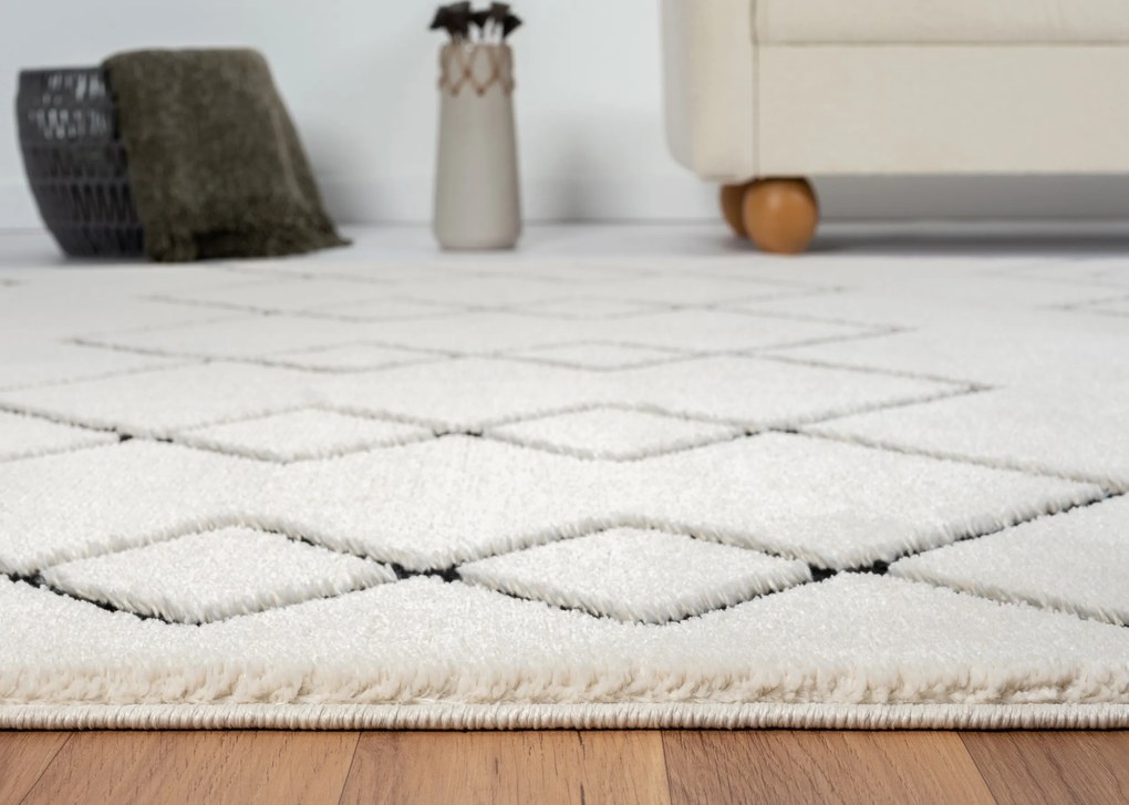 My Flair, Kusový koberec Moroccan Dream weiß, 160x230, čiernobiela, obývacia izba