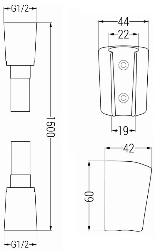 Mexen príslušenstvo - 1-bodový ručný sprchový set R-22, čierna, 785226052-70