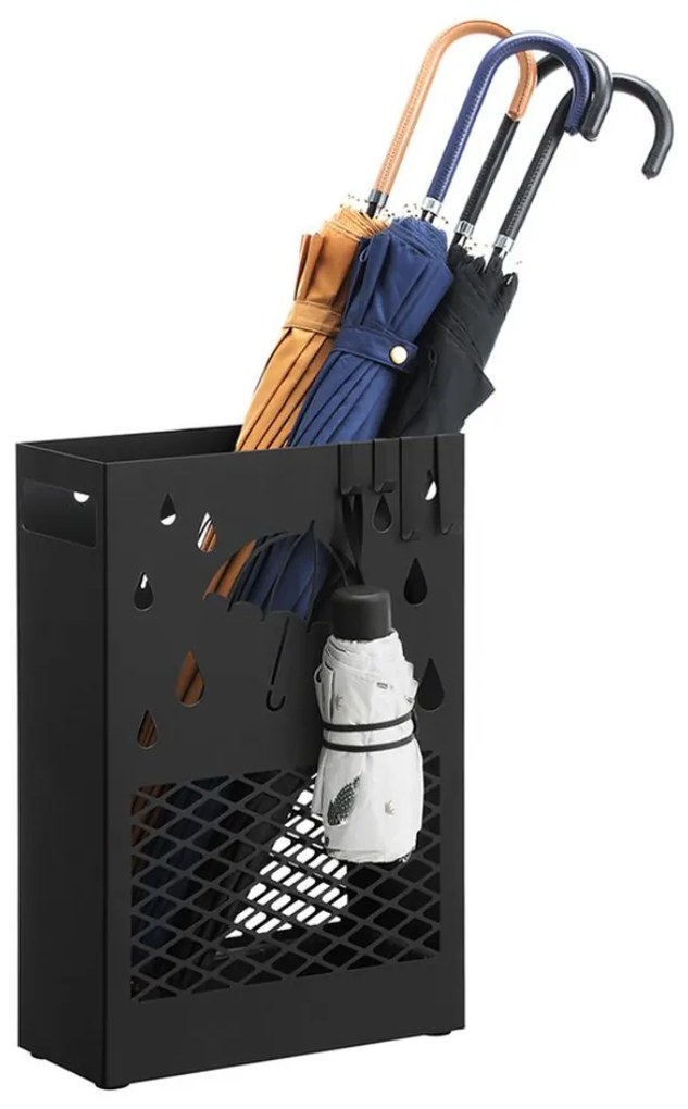 Kovový stojan na dáždniky RAIN, 28x12x41cm, čierna SongmicsHome