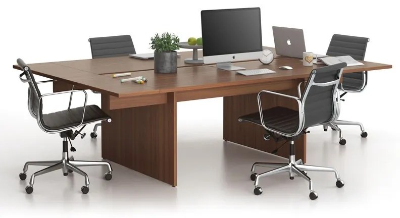 Kancelársky stôl double SOLID + 2x prísed, 240x165 cm, orech