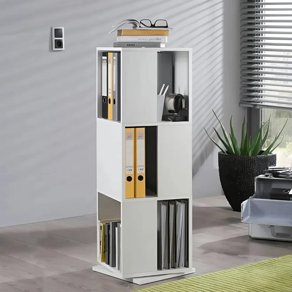 Otočná knižnica, 34x34x108 cm, biela