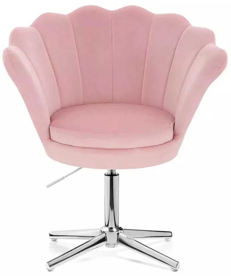 LuxuryForm DESIGN Kreslo FREY VELUR na striebornom kríži - ružové