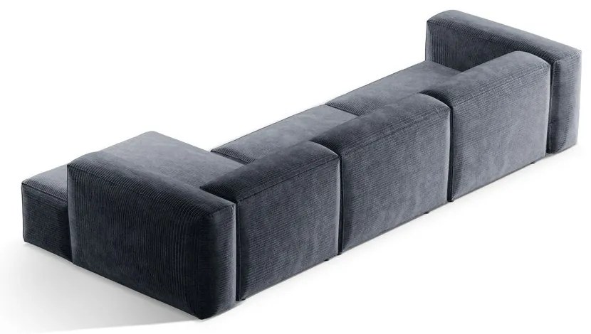 Sivomodrá menčestrová rohová pohovka (pravý roh/s leňoškou) Bergamo – Cosmopolitan Design