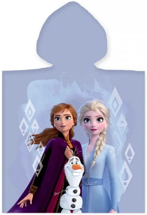 Dievčenské plážové pončo - osuška s kapucňou Ľadové kráľovstvo - Frozen - motív Anna a Elsa - 100% bavlna - 50 x 100 cm
