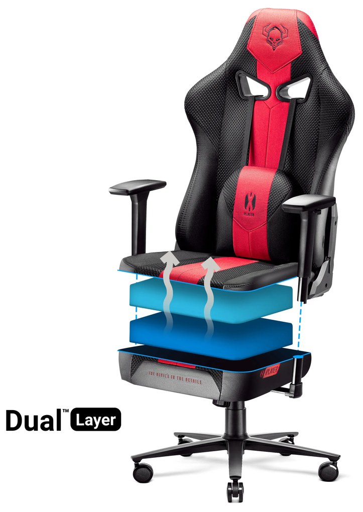 Látkové herné kreslo Diablo X-Player 2.0 King Size: karmínovo-antracitové Diablochairs