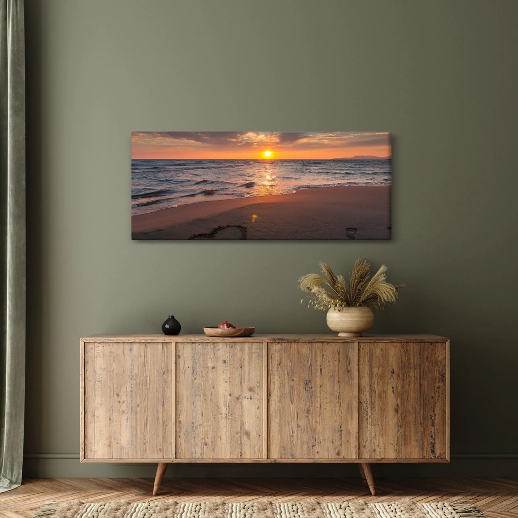 Obraz srdca v piesku (120x50 cm)