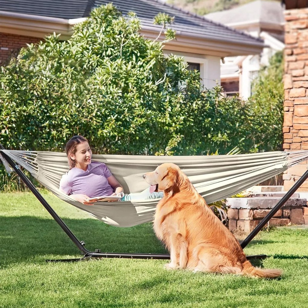 Hojdacia sieť so stojanom, 5 nastaviteľných výšok, béžová farba