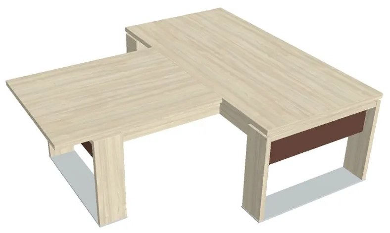 Stôl Verno+ S 200 x 220 cm s rokovacím prvkom, agát / hnedá
