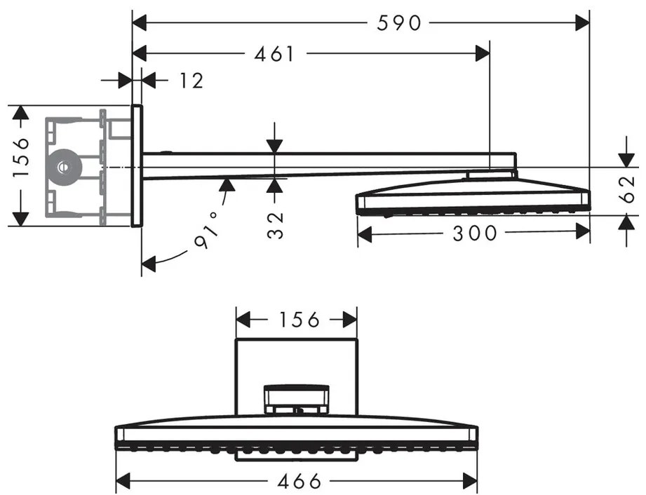 Hansgrohe Rainmaker Select, hlavová sprcha 460 2jet so sprchovým ramenom, biela/chrómová, HAN-24005400