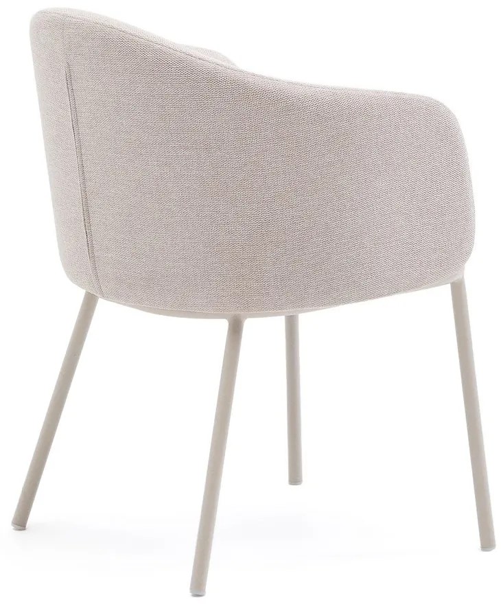 Béžové čalúnené jedálenské kreslo s podrúčkami Minda – Kave Home