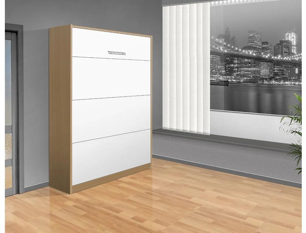 Nabytekmorava Sklápacia posteľ VS 1054 P - 200x160 cm A nosnosť postele: štandardná nosnosť, farba lamina: dub sonoma/biele dvere