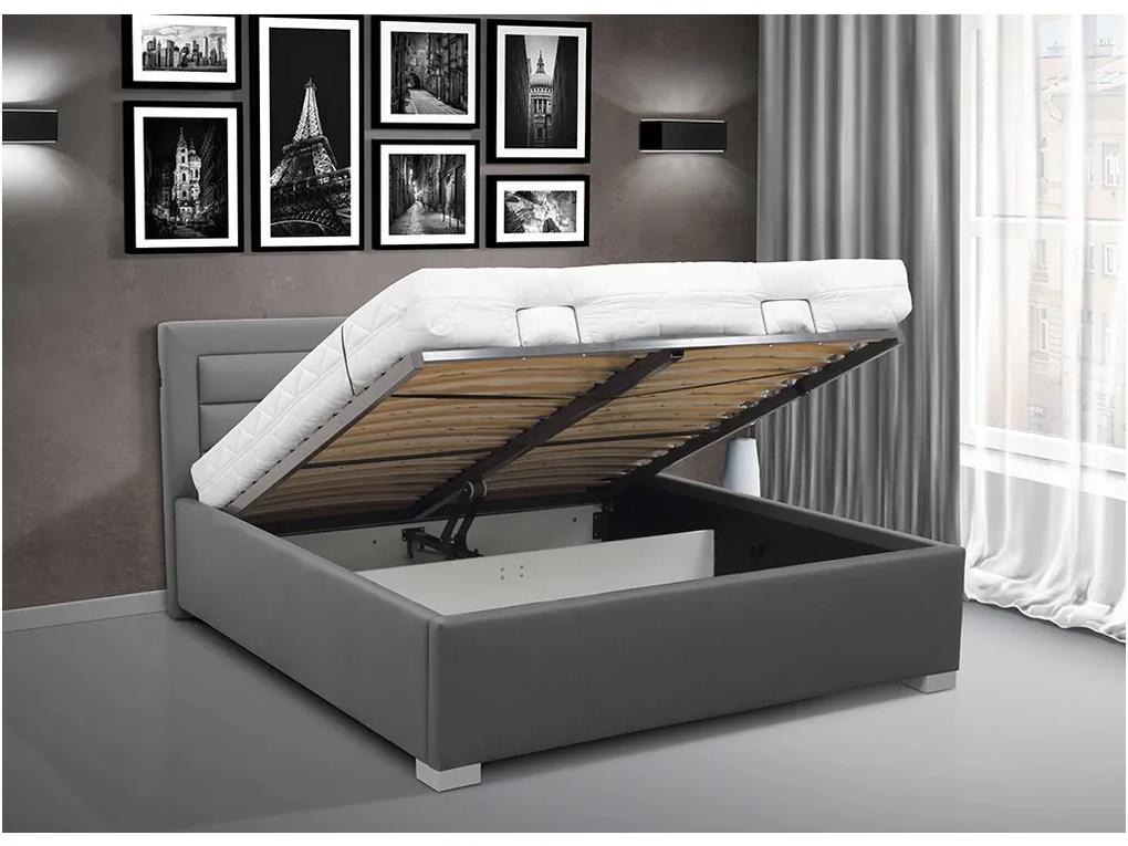 Čalúnená posteľ s elektrickým otváraním úložného priestoru IKARUS 140 Farba: eko čierná