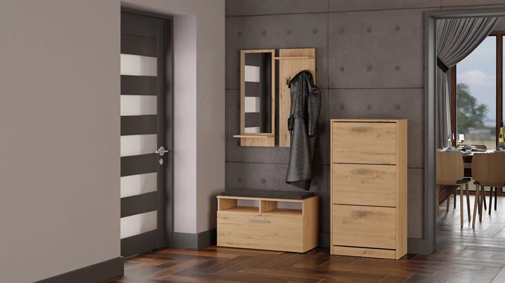 Botník (skrinka na topánky) Permanente 1 (dub artisan). Akcia -22%. Vlastná spoľahlivá doprava až k Vám domov. 1132589