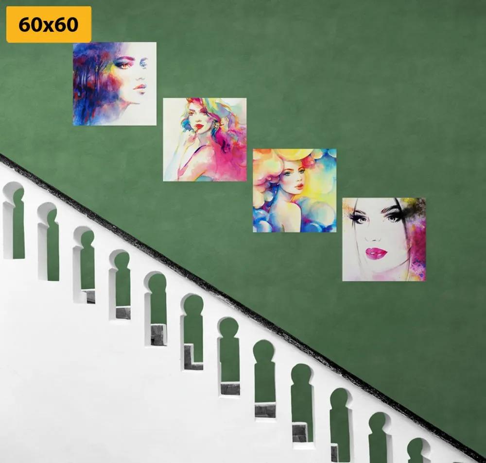 Set obrazov elegancia ženy vo farebnom prevedení Varianta: 4x 40x40