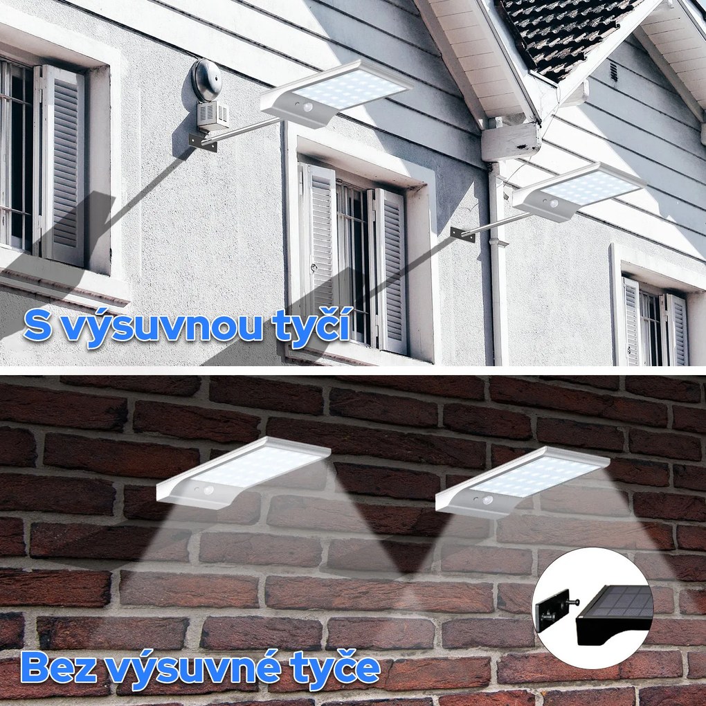Bezdoteku LEDSolar 36 nástenná lampa s vysunutím biela, sa senzorom, bezdrôtové, 2,5 W, studená farba