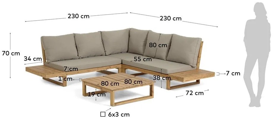 Set záhradného nábytku z akáciového dreva Kave Home Flaviina