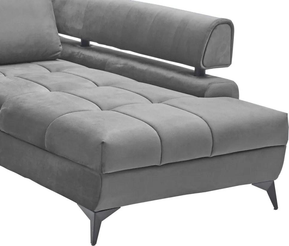 Rohová sedacia súprava Paris, stredne šedá látka, pravý roh