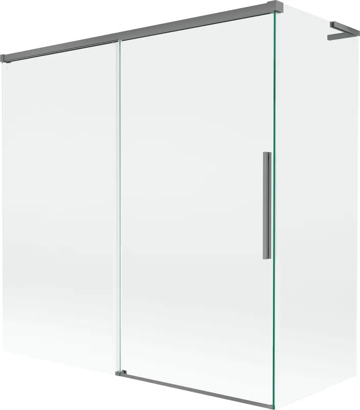 Mexen Rox, L posuvná 2-krídlová vaňová zástena 160 + 75 x 150 cm, 8mm číre sklo, grafitový profil, 8C9L-160-075-95-00