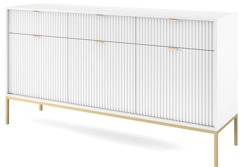 Komoda Nova 154 cm biela/zlatá