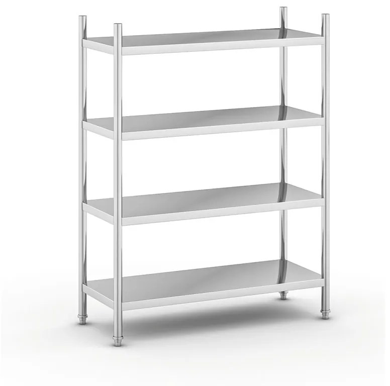 Nerezový policový regál, 1550 x 1200 x 500 mm, 4 police