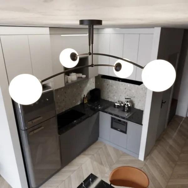 Luster na tyči PREGOS 4xE14/10W/230V čierna