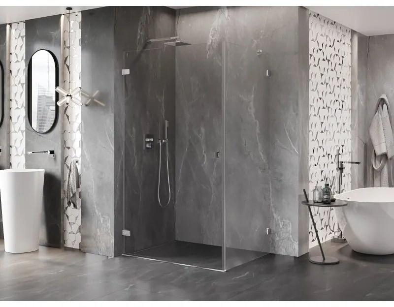 Mexen Lunar-B, sklápací sprchový kút ľavý 95 x 80 cm, 8mm číre sklo, chrómový profil, 832-095-080-01-00-L