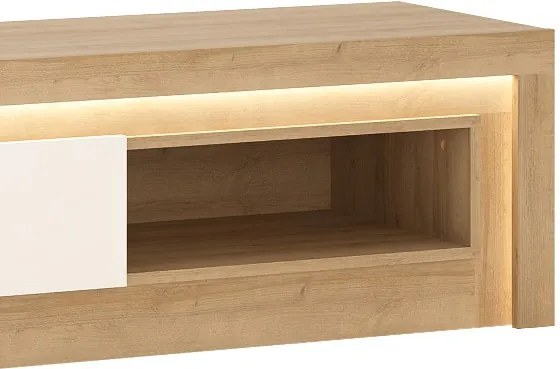 TV skrinka Lyon, dub riviera/biely lesk, s osvetlením