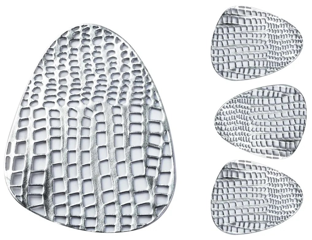Súprava podšálok pod hrnček 10 x 13 cm strieborná