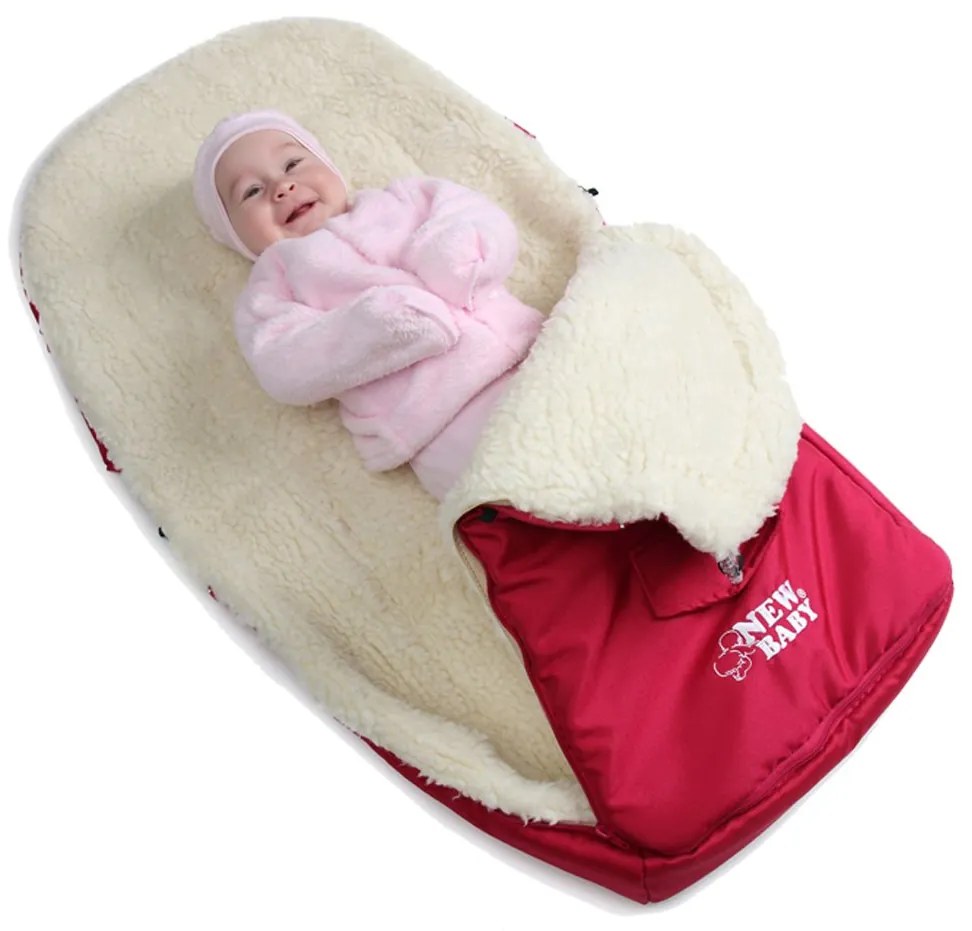Luxusný fusak s ovčím rúnom New Baby tmavo modrý