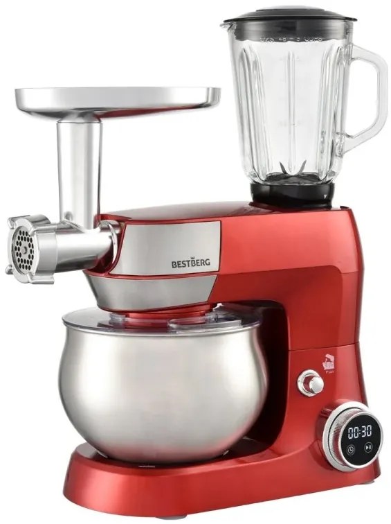 Multifunkčný kuchynský robot BestBerg BBR-1900R / 1900 W / 5 l / 12 rýchlostí / červená