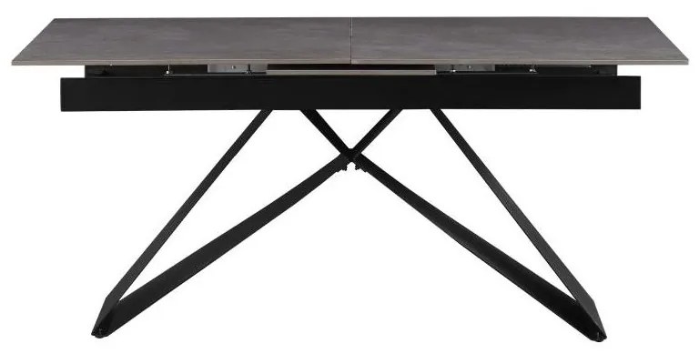 Tempo Kondela Jedálenský rozkladací stôl, betón/čierna, 160-200x90 cm, MAJED