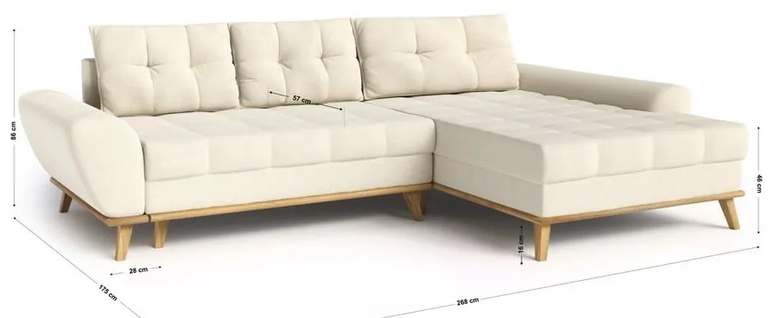 Krémová rozkladacia rohová pohovka (pravý roh) Balitco – Ropez