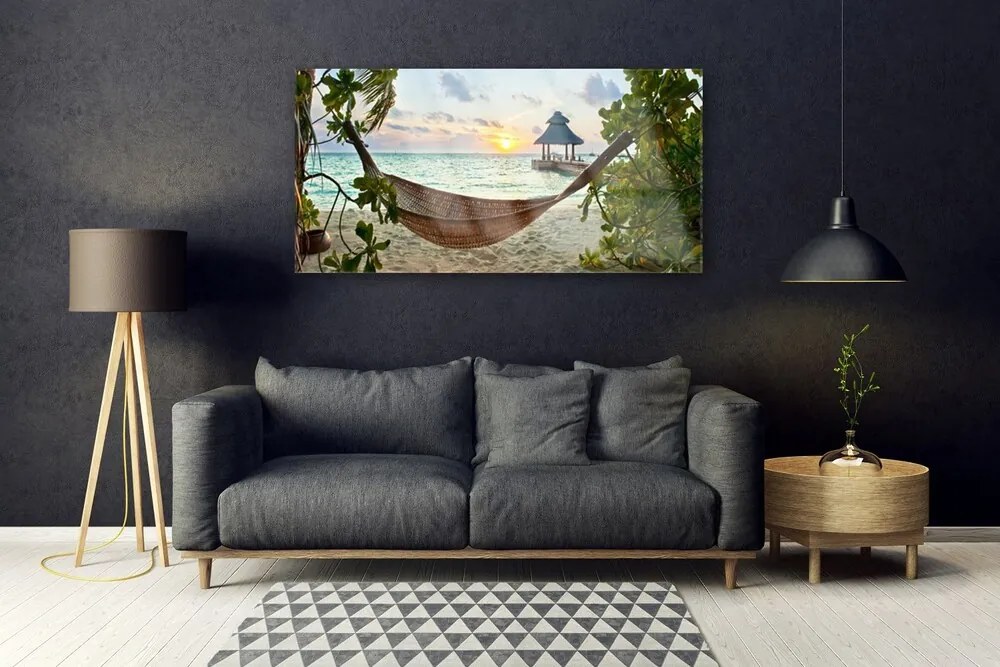 Obraz na akrylátovom skle Pláž hamaka more krajina 120x60 cm