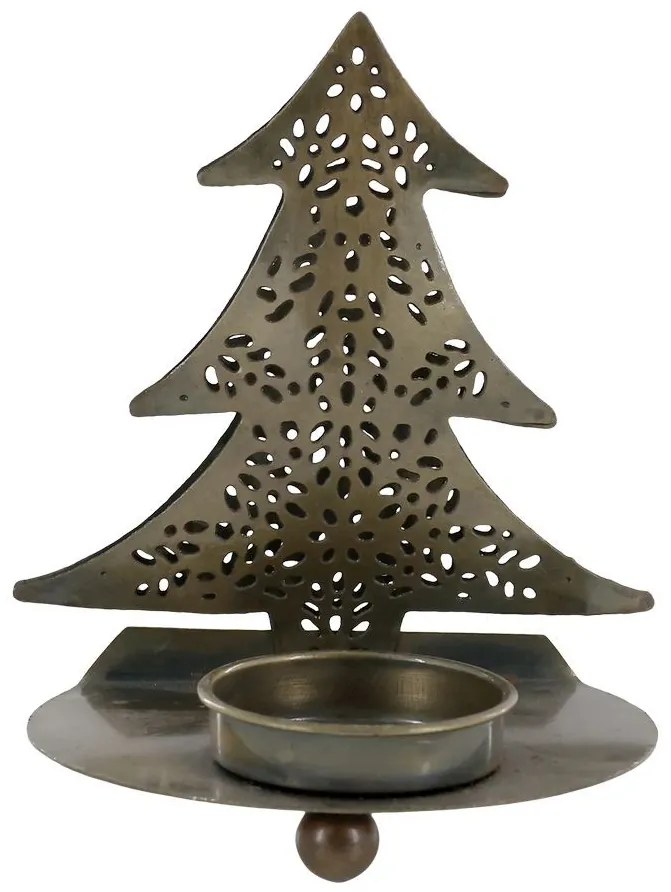 Mosadzný antik kovový svietnik Canie - 9*7*11 cm