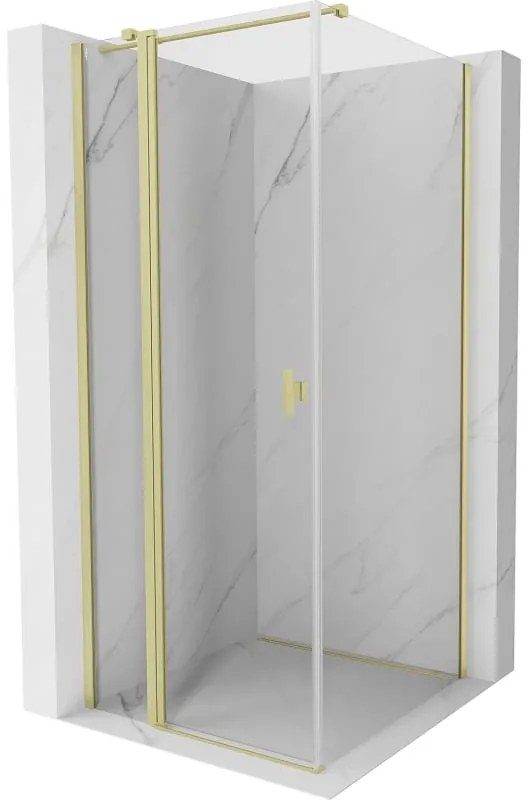 Mexen, Mexen Mist T sklápací sprchový kút 70 x 70 cm, transparentný, brúsené zlato - 8A4T-070-070-55-00