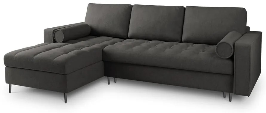 Tmavosivá rozkladacia rohová pohovka Milo Casa Santo, ľavý roh