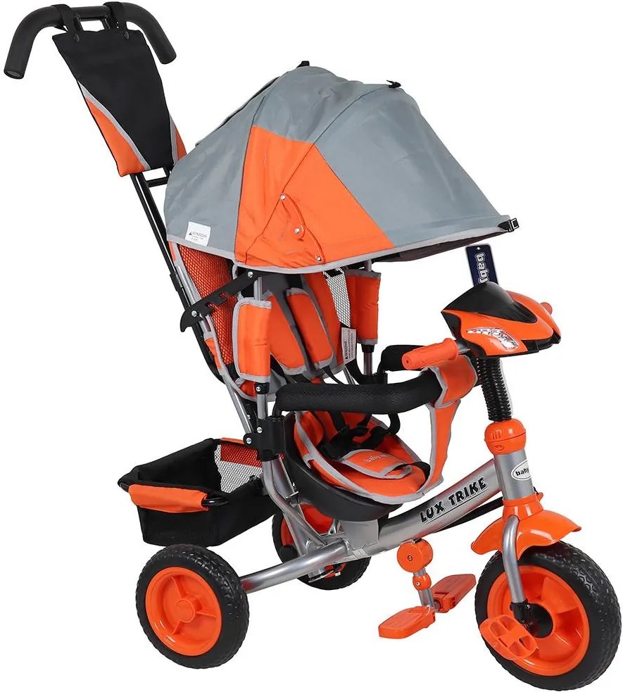 Dětská tříkolka s LED světly Baby Mix Lux Trike šedo-oranžová