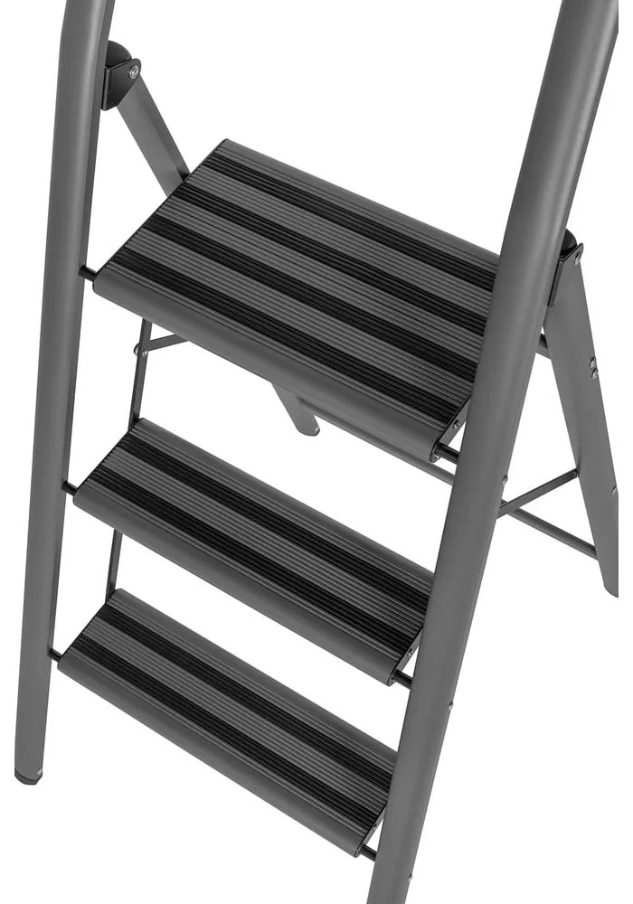 Sivé schodíky Wenko Compact, výška 114,5 cm