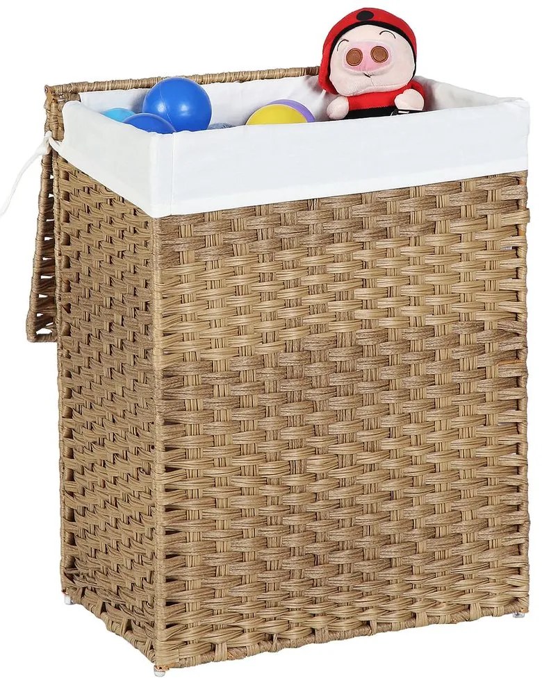 Kôš na bielizeň z umelého ratanu AVA, 90l, prírodná hnedá SongmicsHome