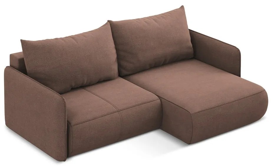 Ružová rozkladacia/s úložným priestorom rohová pohovka (pravý roh) Nanea – Makamii