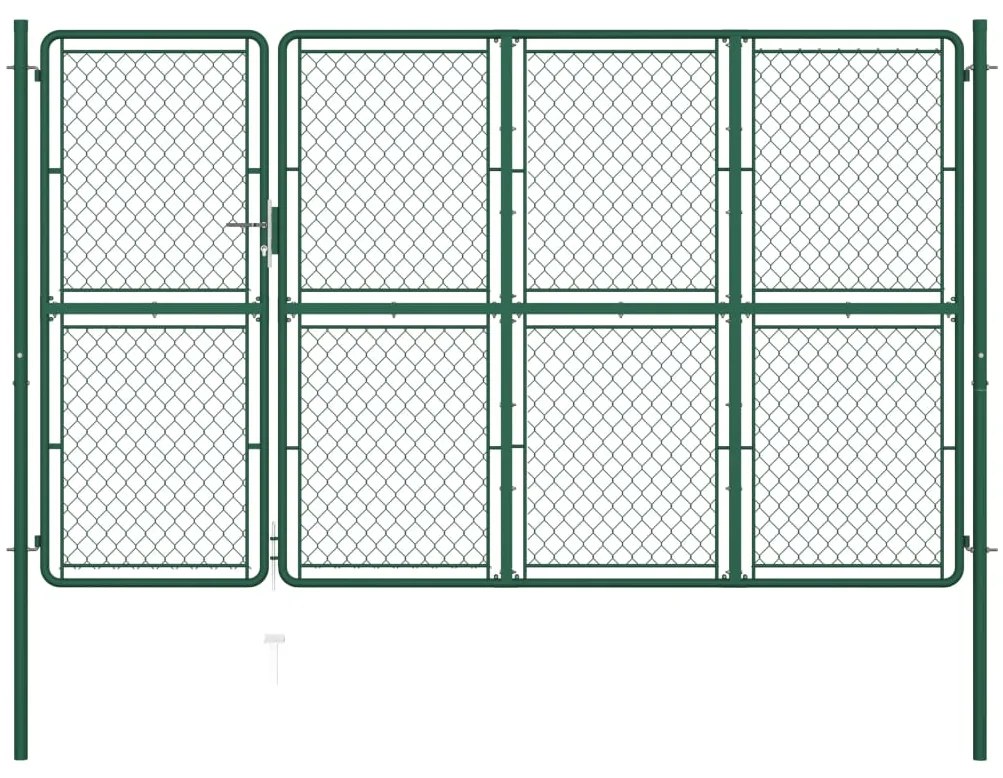 vidaXL Záhradná brána, oceľ 175x350 cm, zelená