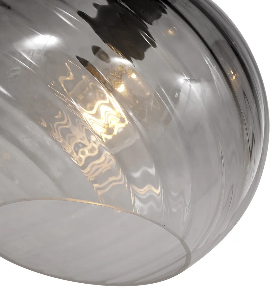 Art Deco závesná lampa čierna s dymovým sklom obdĺžniková 4-svetlá - Bao