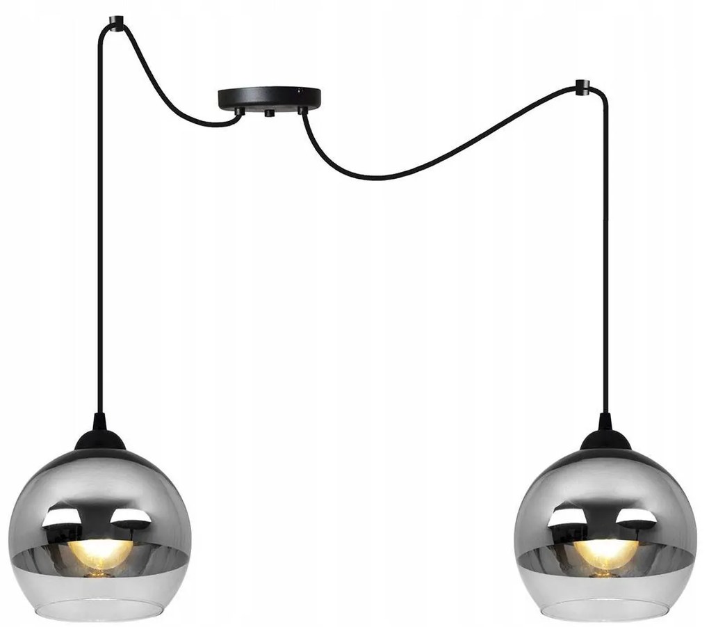 Závesné svietidlo Bergen Spider, 2x chrómové/transparentné sklenené tienidlo (fi 15cm)