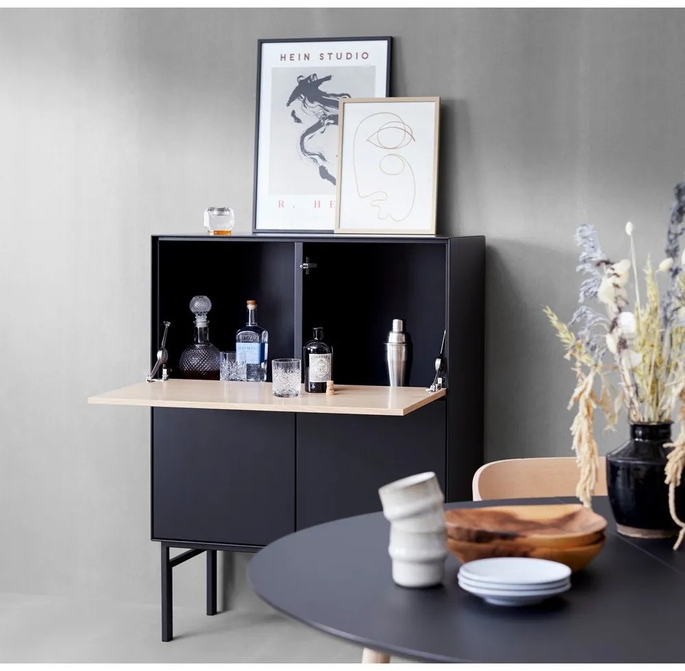 Čierna vinotéka v dekore duba 91x111 cm Edge - Hammel Furniture