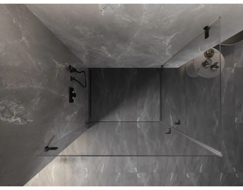 Mexen Lunar-B Duo výklopný sprchový kút 100 x 80 cm, číre sklo, čierna matná, 832-100L-080P-70-00